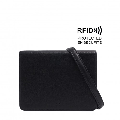 Karina Crossbody Wallet - Black Pebble 